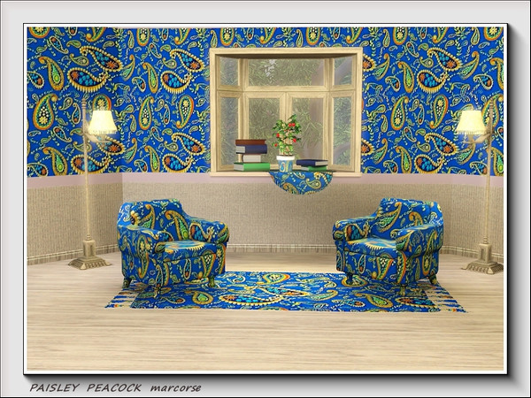 Sims 3 — Paisley Peacock pattern by marcorse — Named for the colour, rather than the literal meaning, this pretty paisley