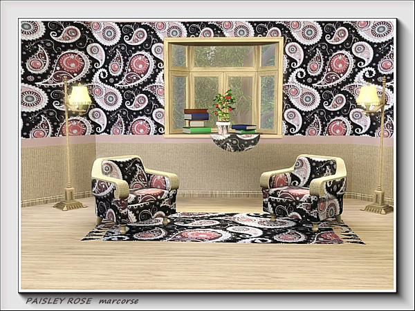 Sims 3 — Paisley Rose pattern by marcorse — Another traditional paisley design with the motifs coloured in a pretty old