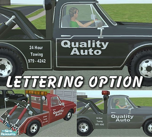 Sims 2 — 1970\'s Tow Truck - Quality Auto by Dr Pixel — Lettering option for the tow truck - can be used with any body