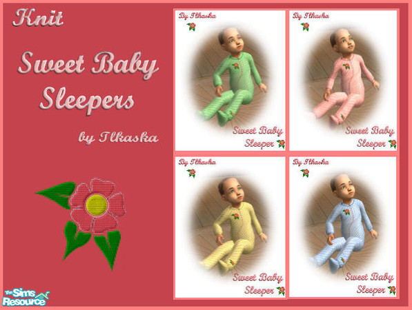 Sims 2 — Sweet Baby Sleepers - Knit by tlkaska — This set of 4 cute cuddly sleepers for your little girl toddler sims