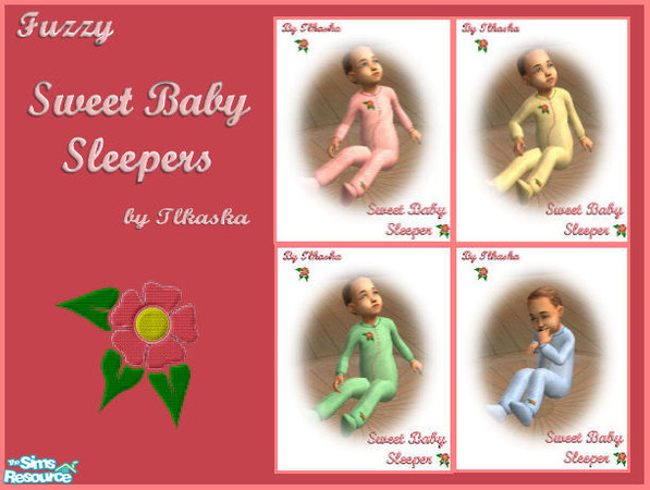Sims 2 — Sweet Baby Sleepers - Fuzzy by tlkaska — This set of 4 cute cuddly sleepers for your little girl toddler sims