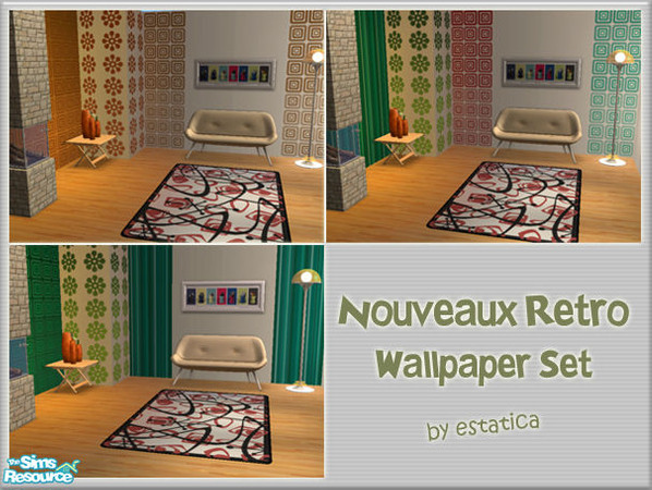 Sims 2 — Nouveaux Retro Wallpaper Set by estatica — These walls were designed to match the \"Way Off White\"