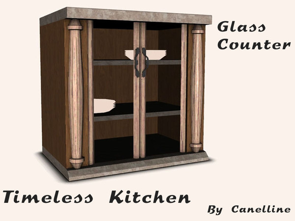 Sims 3 — Timeless Kitchen. Classic Glass Counter With Shelves by Canelline by Canelline — Timeless Kitchen. Classic Glass