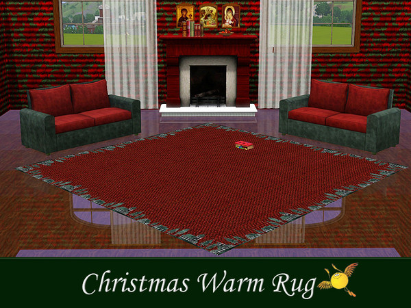 Sims 3 — evi Warm Christmas Rug by evi — A large warm rug with a delicate Christmas design which is recolorable and so
