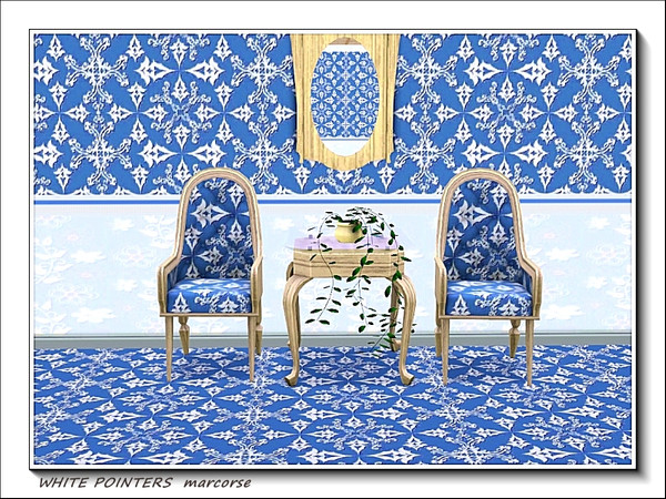 Sims 3 — White Pointers pattern by marcorse — White pointers in 4-point star formation, in multiple repeats, on a delft