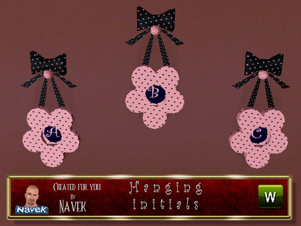 Sims 3 — girls bedroom hanging letters A-M by Navek — Hanging letters for a girls room, for either names or initials,