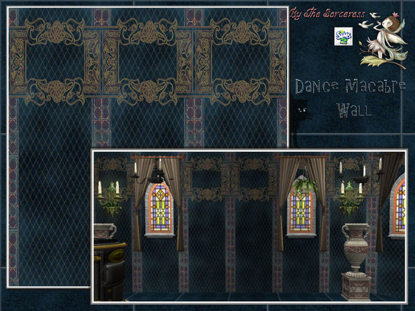 Sims 2 — JJs Dance Macabre Wall by thesorceress — A Wall and Floor Set in a Gothic Style, Hope you like them :D
