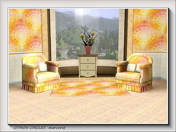 Sims 3 — Citron Circles pattern by marcorse — A rather delicate geometric design of fancy circle shapes in red and