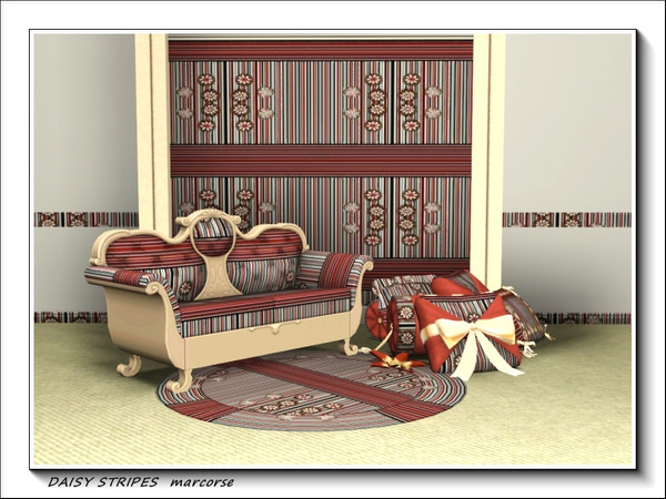 Sims 3 — Daisy Stripes pattern by marcorse — Another different stripe - this one composed of vertical pinstripes in red,