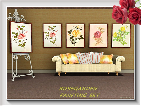 Sims 3 — Rosegarden painting set by marcorse — Rosegarden is a set of four paintings showcasing the queen of flowers -