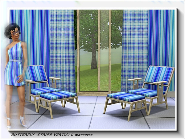 Sims 3 — Butterfly Stripe Vertical pattern by marcorse — The same set of colours as for the handkerchief check, but this