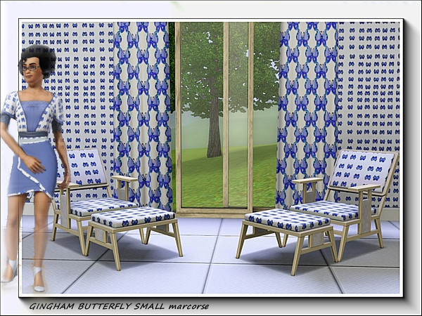 Sims 3 — Gingham Butterfly Small pattern by marcorse — The gingham butterfly from the main design, but miniaturised,
