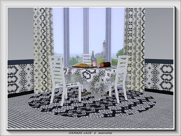 Sims 3 — Damask Lace 2 pattern by marcorse — Second of 4, black and white lace patterns based on a damask design. The