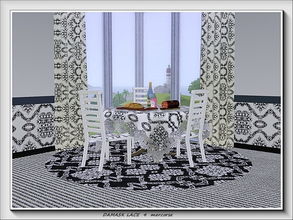 Sims 3 — Damask Lace 4 pattern by marcorse — The final in the series of black and white lace patterns based on a damask