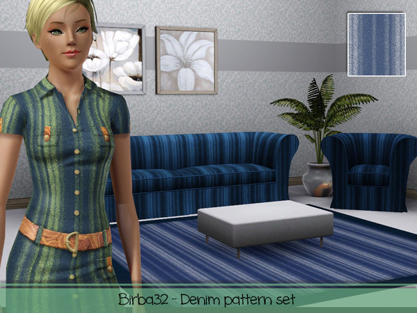 Sims 3 — Denim pattern - Jeans3a by Birba32 — A set with 6 jeans patterns. Try it on clothing but also on tapestry, your