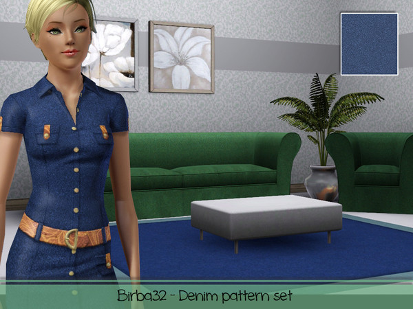 Sims 3 — Denim pattern - Jeans4 by Birba32 — A set with 6 jeans patterns. Try it on clothing but also on tapestry, your