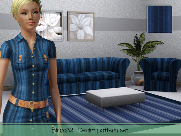 Sims 3 — Denim pattern - Jeans3 by Birba32 — A set with 6 jeans patterns. Try it on clothing but also on tapestry, your