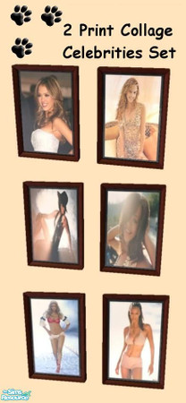 Sims 2 — 2 Print Collage Celebrities Set Women by MinnieMinPin — 3 different recolors ~ Tyra Banks, Rhianna and Jessica