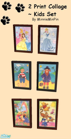 Sims 2 — 2 Print Collage Kids Set by MinnieMinPin — Disney Princess ~ Cinderella, Sleeping Beauty, and Belle from Beauty