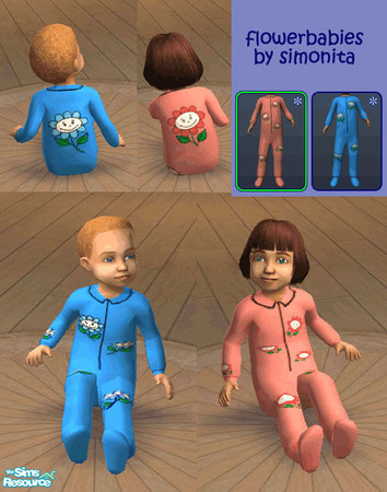 Sims 2 — flowerbabies pyjama by simonita — soft and warm pyjama with flowers for your little princesses and princes 