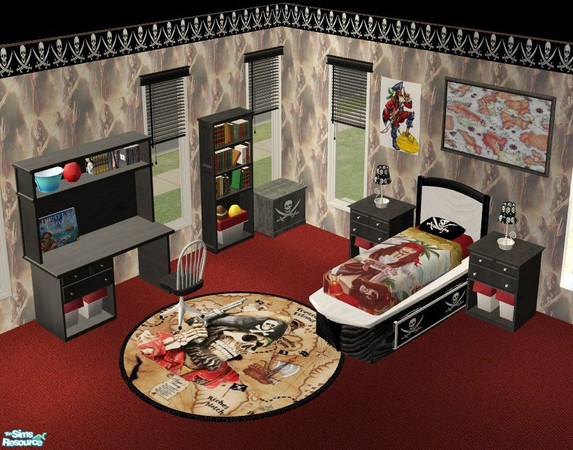 Sims 2 — Pirates Bedroom by Riverwillows — A terrific kids room with full pirate theme! By Riverwillows.