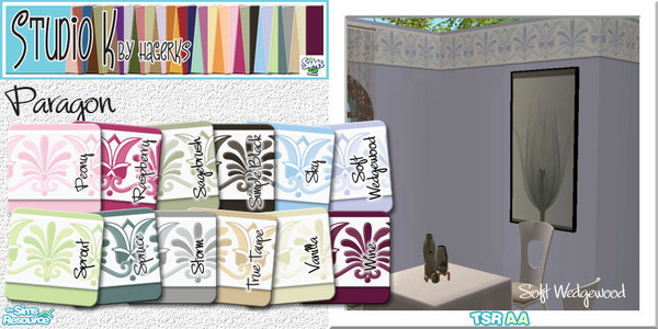 Sims 2 — Studio K Paragon_03 by StudioKhagerks — 25-36 of 36 colors. Studio K Signature colors with a nice top border.