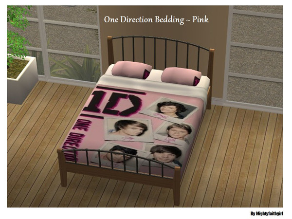 Sims 2 — Pink One Direction Bedding by mightyfaithgirl — Pink One Direction bedding for 1D fans of all ages! Fits to