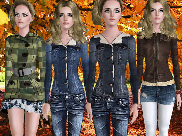 Sims 3 — Outdoor SET (Outfits) by ShakeProductions — Outdoor set by me -Denim jacket with jeans by me -Leather jacket