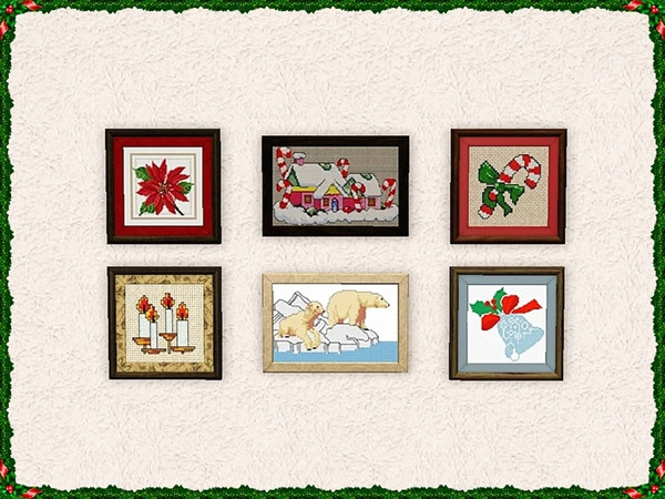 Sims 3 — Christmas Cross Stitch Pack by weirdling2 — Just in time for the holidays, it's a pack of Christmas cross stitch