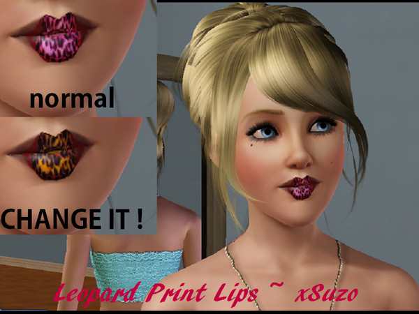 Sims 3 — Leopard Print Lips by xSuzo2 — Leopard Print Lips. Gender: Male and Female Age: Teen, Young Adult, Adult and