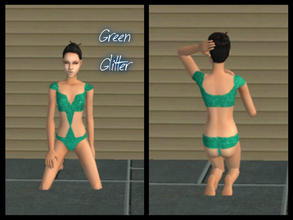 Sims 2 — [04] - Green Glitter Thong Bikini by Xodess — This set consists of four swimwear outfits for your Teens; red