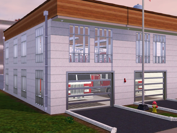Sims 3 —  Fire Station by wearystraycat2 — I built this fire station for Barnacle Bay, Located at 61 Driftwood Drive, It