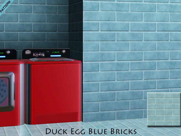 Sims 3 — Duck Egg Blue Bricks by Cyyan2 — Duck Egg Blue bricks look great in any room. Change color to suit your decor.