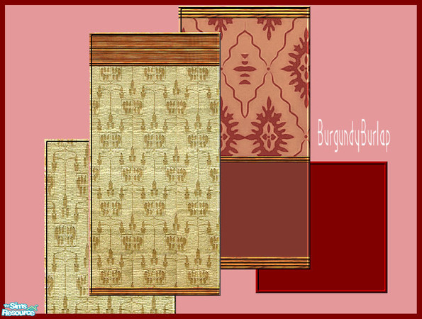 Sims 2 — BurgundyBurlap by cadiva — Three wallpapers and a toning carpet to add some elegance to your lounges and dining