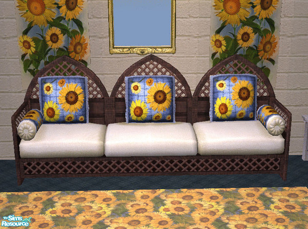 Sims 2 — Sunflower Blue Weave Sofa by sissywoods — Recolor of the Bazaar sofa. Possibly will generate a recolor for the