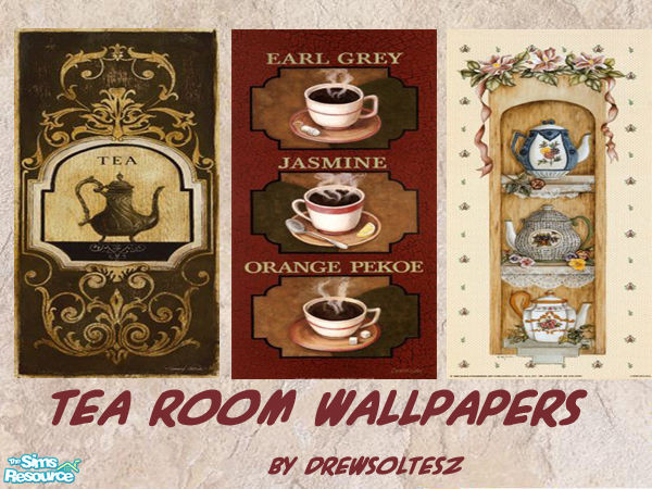 Sims 2 — Tea Room Wallpapers by drewsoltesz — A set of three unique wallpapers to decorate your Sims tearoom, or any