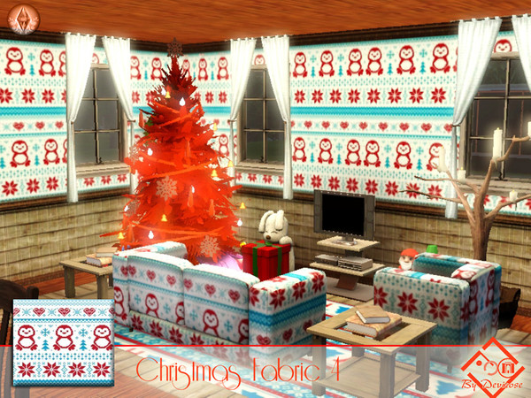 Sims 3 — Christmas Fabric 4 by Devirose — Christmas sweet pinguins!!Created using EA's 'Create a Pattern'.'-No need