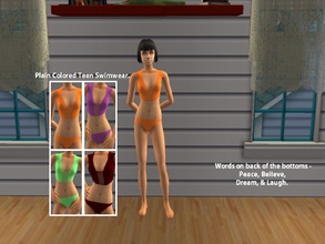 Sims 2 — *Teen* - P.B.D.L Bikini\'s. by Xodess — This set is for Teenagers; four bikini\'s with words on the back of the