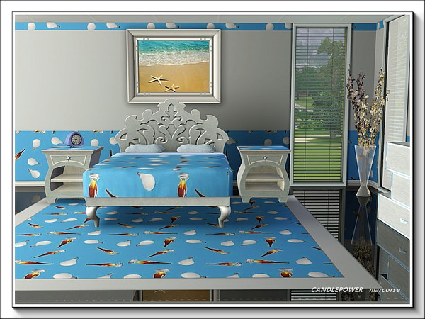 Sims 3 — Candlepower pattern by marcorse — Incandescent globes and oil lamps in a random repeat pattern on a blue