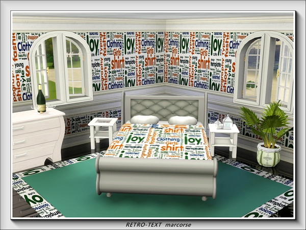 Sims 3 — Retro-text pattern by marcorse — A text filled pattern in shades of burnt orange, green and white - with the
