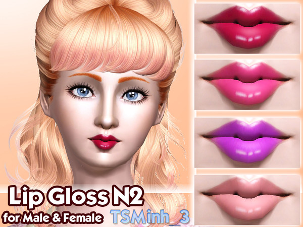 Sims 3 — Lip Gloss N2 by TsminhSims — This is a set with two type of Lip Gloss: teeth and non teeth I hope you like it!