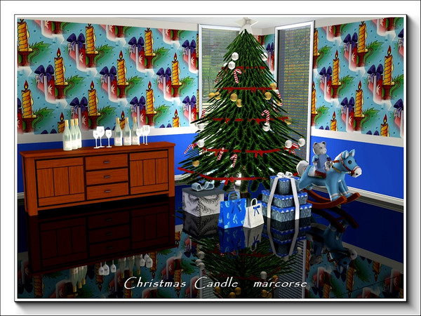 Sims 3 — Christmas Candle pattern by marcorse — A traditional Christmas design featuring a yule candle and gift.