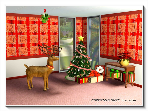 Sims 3 — Christmas Gifts pattern by marcorse — A regular repeat, square pattern in red and white, with a Christmas gift