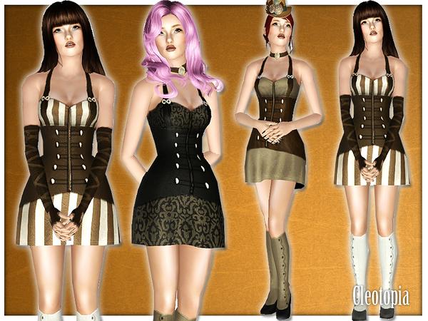 Sims 3 — Steampunk Style Mini Corset Dress by Cleotopia — Taking Steampunk fashion to a whole new level with this lovely