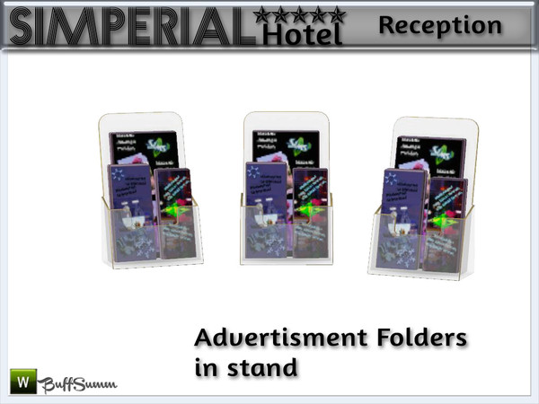 Sims 3 — Simperial Reception Folders by BuffSumm — Advertisment folders to let your Sims know whats going on. Part of the