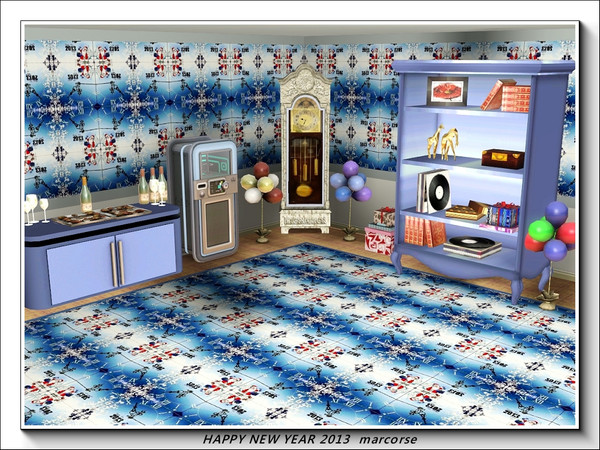 Sims 3 — Happy New Year 2013 pattern by marcorse — In this mirror and mirror reverse repeat pattern, Santa waves goodbye