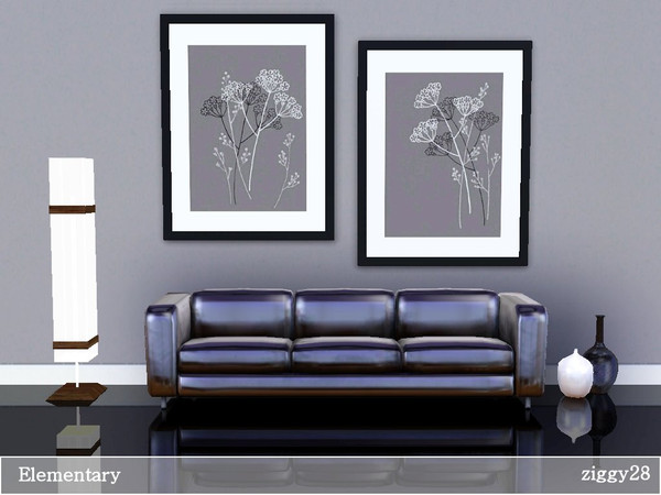 Sims 3 — Elementary by ziggy28 — A set of two paintings in grey scale tones. EA Mesh. One file two paintings.