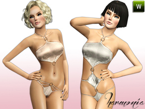 Sims 3 — Xmas ~ Harmonia Set 113 by Harmonia — Scrunch Metallic Swimwear Set