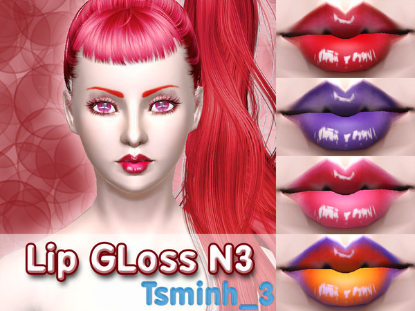 Sims 3 — Lip Gloss N3 by TsminhSims — This is a set with two type of Lip Gloss: teeth and non teeth In difference set,