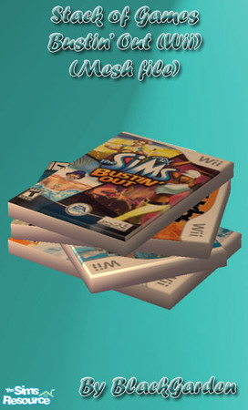 Sims 2 — MESH BG - Messy DVD Stack - Bustin\' Out Wii by BlackGarden — A messy stack of game cases with Bustin\' Out for